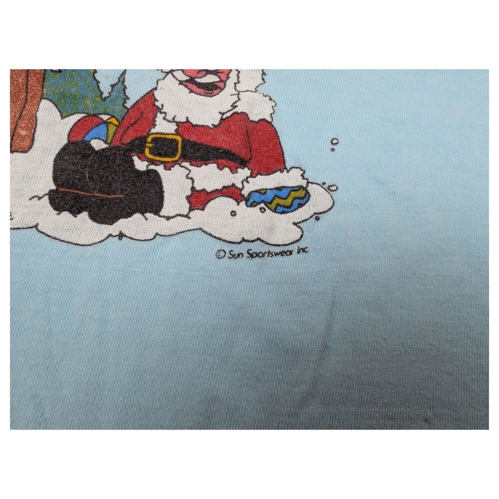 Santa Reindeer‎ Funny Christmas 90s Single Stitch T Shirt S/M 18x24.5 - Picture 4 of 10